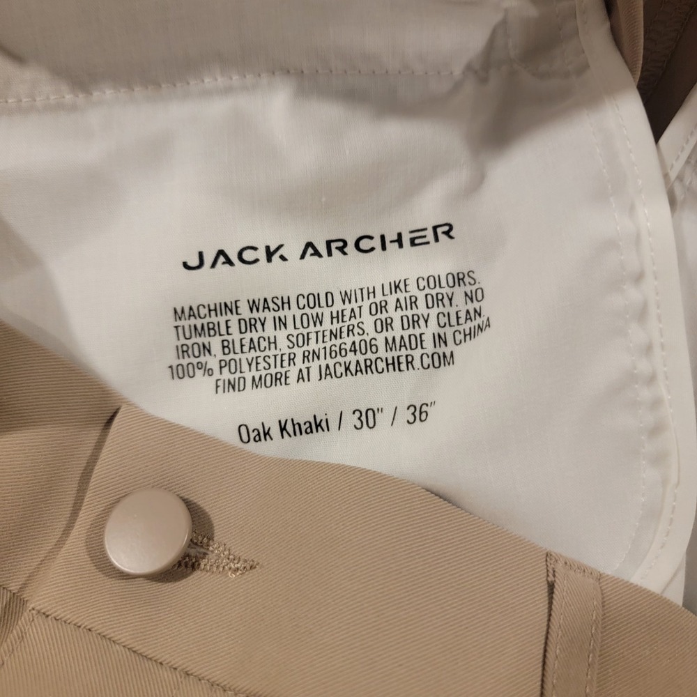 Jack Archer Pants‎ Mens 30x36 Beige Performance Stretch Travel Office Tech